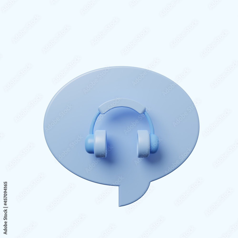 3d illustration chat bubble with headset
