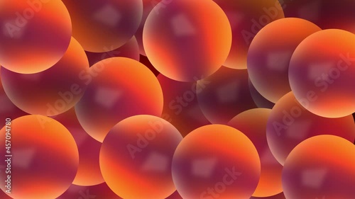 3d  abstract geometric background with orange balls . Orange three-dimensional balls. 4k seamless looped animation