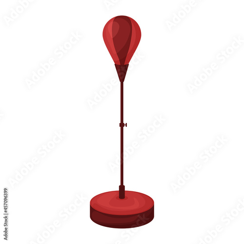 An oval-shaped punching bag. A punching bag on a stand. Sports equipment for boxing and other martial arts. Vector illustration isolated on a white background
