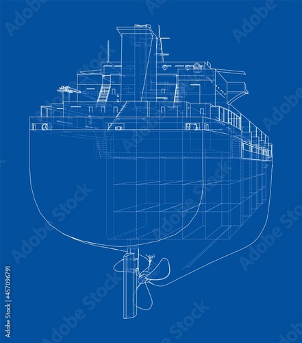 Cargo ship with containers. Vector