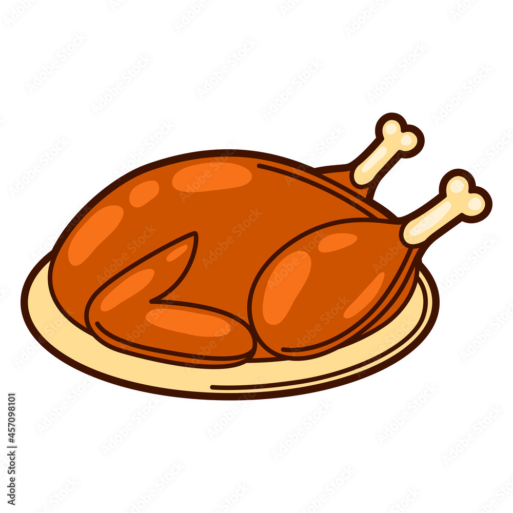 Illustration of turkey on platter. Food item for bars, restaurants and shops. Illustration of turkey on platter. Food item for bars, restaurants and shops.