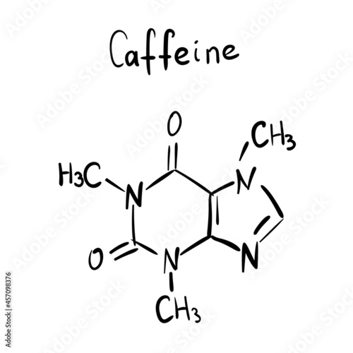 Fényképezés Caffeine Chemistry Molecule Formula Hand Drawn Imitation