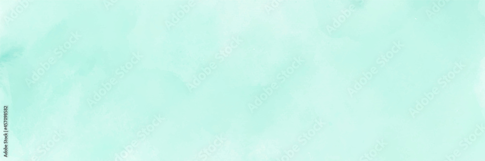 Mint green gradient watercolor vector background. Hand drawn aquarelle texture. Light green background