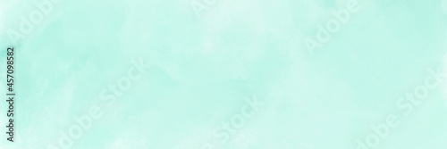Mint green gradient watercolor vector background. Hand drawn aquarelle texture. Light green background