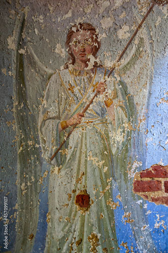 wall painting inside an abandoned Orthodox church