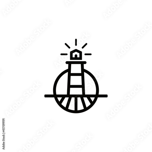 Airport Air traffic Control Tower. Vector flat outline icon illustration isolated on white background.