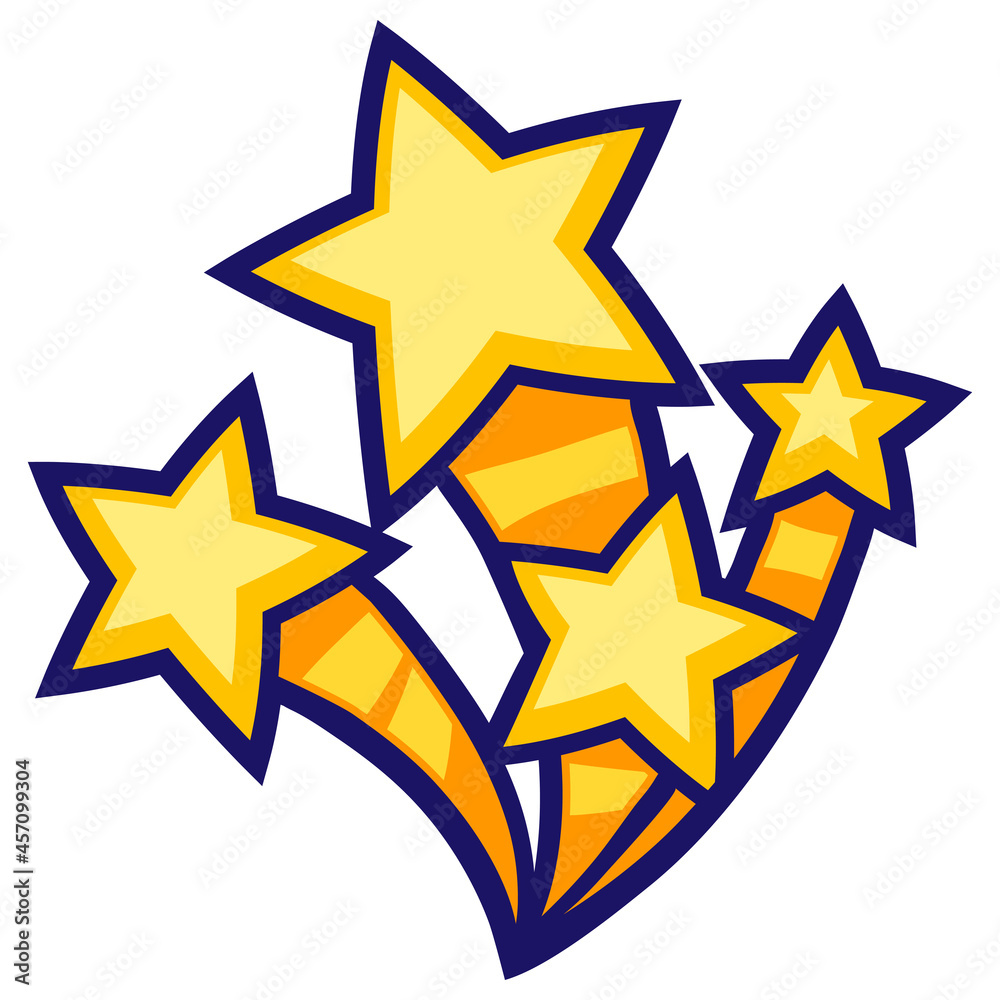 Obraz premium Illustration of stars in cartoon style. Cute funny object.