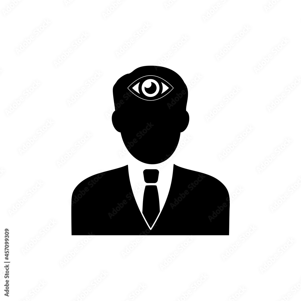 Man with third eye icon isolated on white background Man with third eye icon isolated on white background