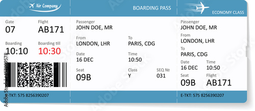 Vector template of airline boarding pass ticket.