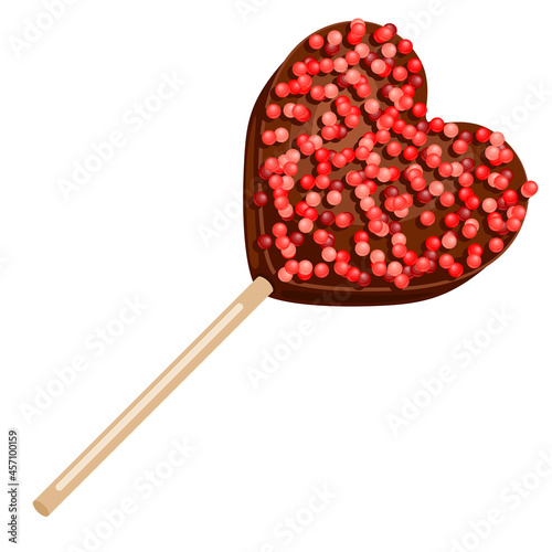 Illustration of lolipop heart. Food item for bars, restaurants and shops.