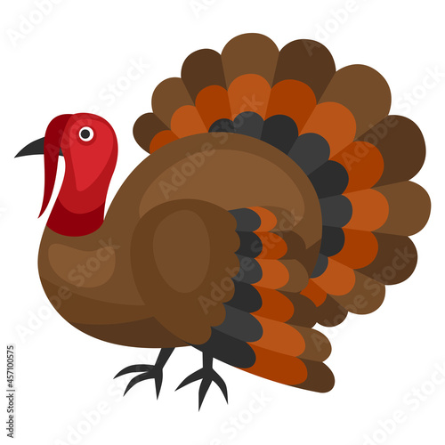 Happy Thanksgiving illustration of turkey. Autumn holiday bird.