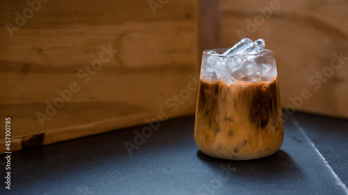 glass of coffee with milk on the table