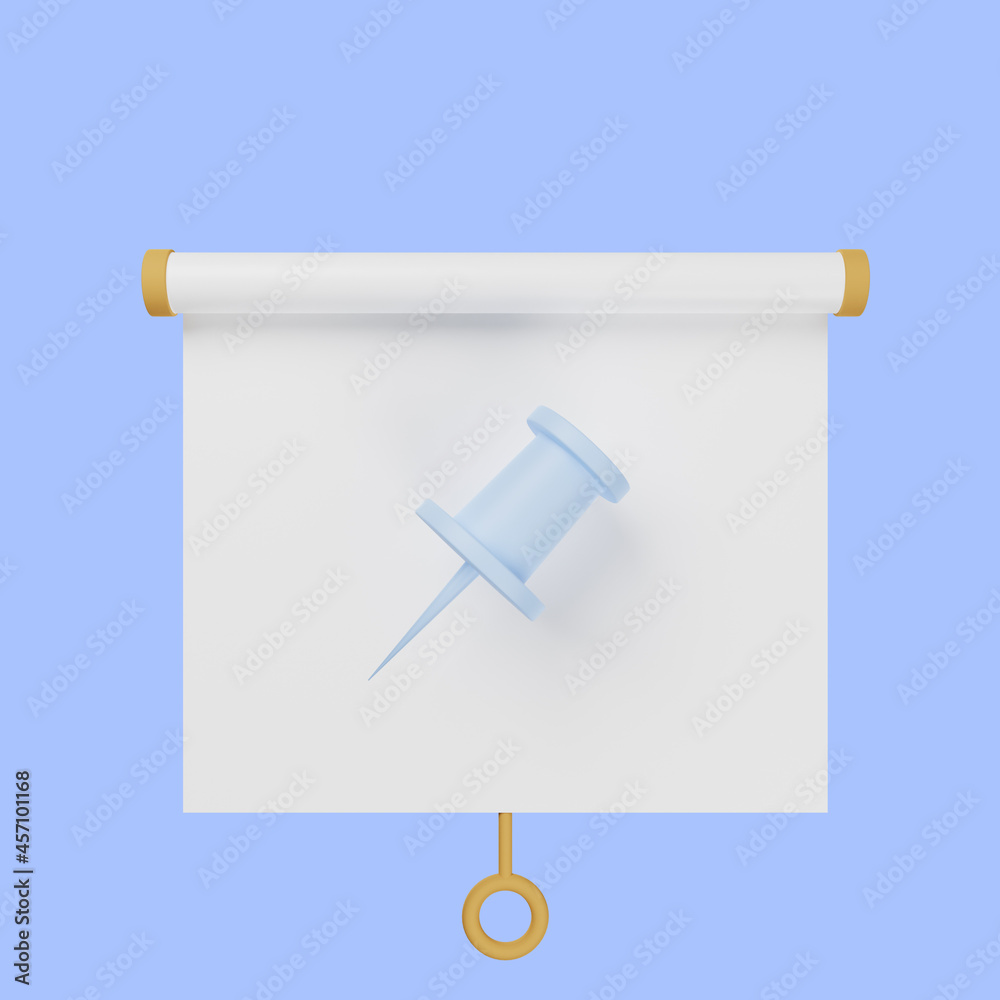3d illustration of simple object presentation board front view with pin paper 3d illustration of simple object presentation board front view with pin paper