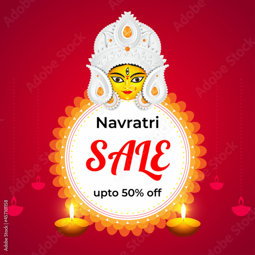 vector illustration for Durga puja sale banner, flyer, poster
