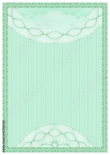 Certificate with guillotine grid and frame, design for diploma, award document, background for securities protection, vector