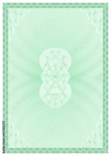 Certificate with guillotine grid and frame, design for diploma, award document, background for securities protection, vector