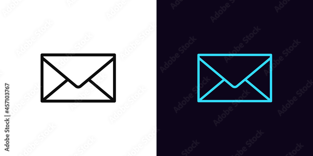 Outline mail envelope icon, with editable stroke. Online message sign, incoming email pictogram