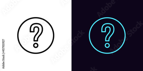 Outline question mark icon, with editable stroke. Linear question sign, query pictogram