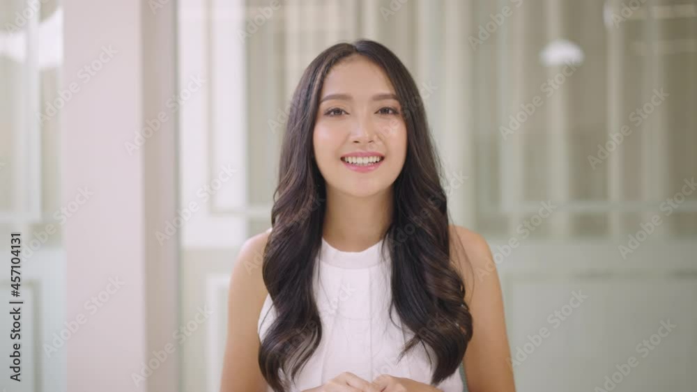 Asian businesswoman video conference with colleagues from home Asian businesswoman video conference with colleagues from home