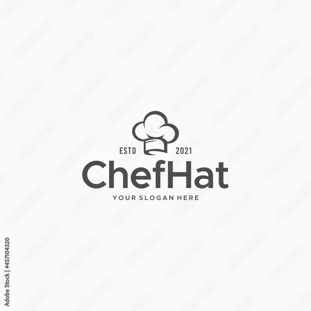 flat ChefHat cooking headgear toque Logo design - obrazy, fototapety, plakaty 