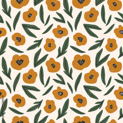 Seamless Pattern in Floral Style Light Background. Vector Illustration