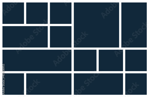 Photo collage mosaic grid template board picture frame. Border collage photo layout background