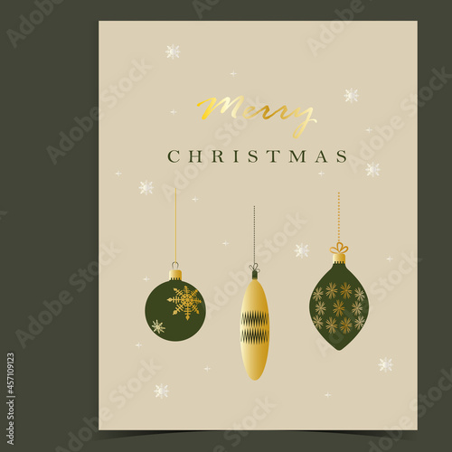 minimalistic christmas card with christmas balls