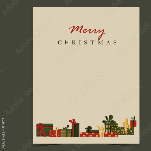 minimalistic christmas card with gifts
