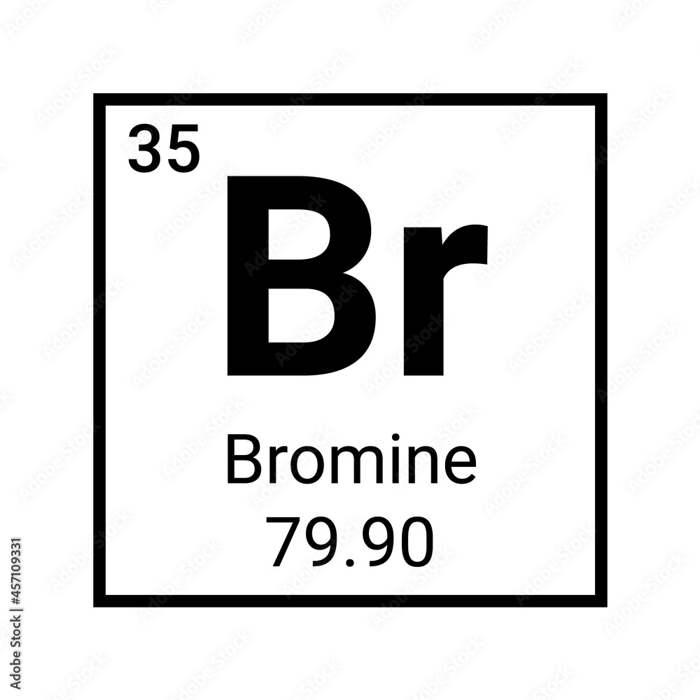 Bromine chemistry element symbol icon. Chemical education science atom periodic table bromine