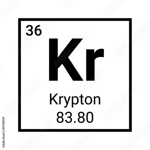 Krypton element science icon. Vector chemistry atom laboratory symbol krypton photo