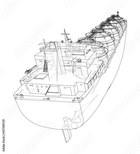 Large gas tanker or LNG carrier. Vector