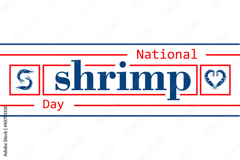 national Shrimp day. Holiday concept. Template for background, banner, card, poster with text inscription. Vector EPS10 illustration