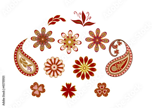 Vector decorative design Paisley, floral elements.