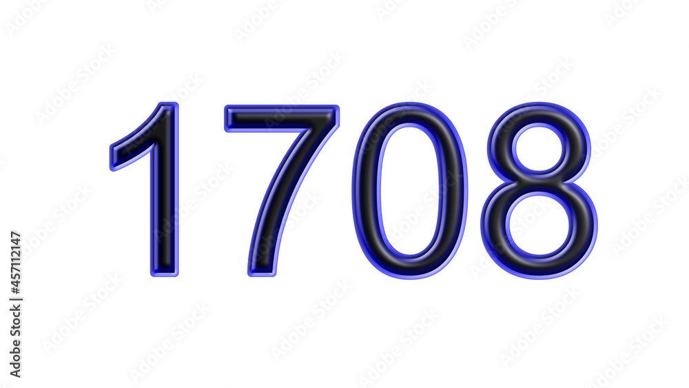 blue 1708 number 3d effect white background blue 1708 number 3d effect white background