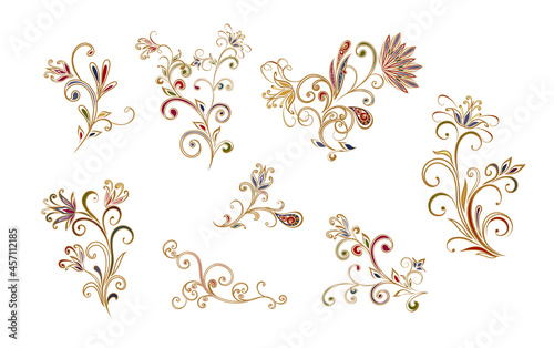 Vector decorative design Paisley, floral elements.