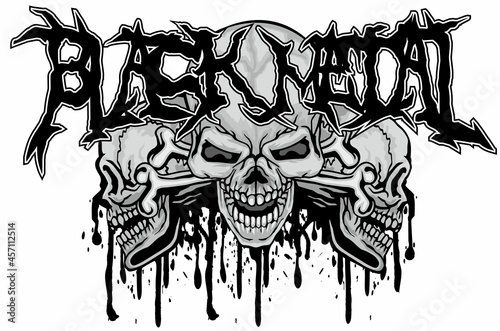 Gothic sign with horned skull, grunge vintage design t shirts