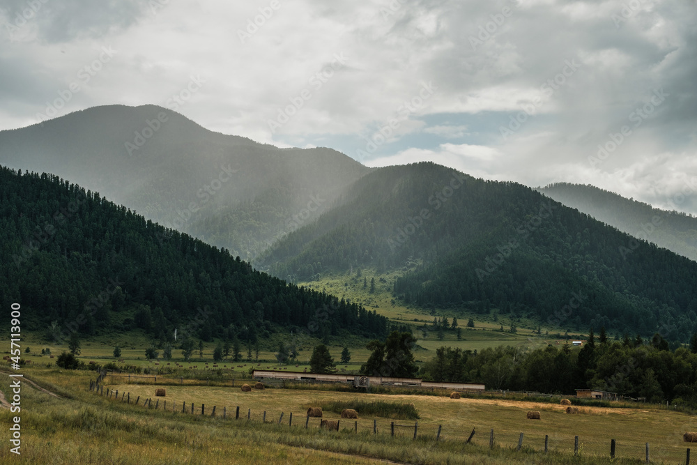 Obraz premium A beautiful view of the mountains from the Chuisky Trakt in the Altai Republic