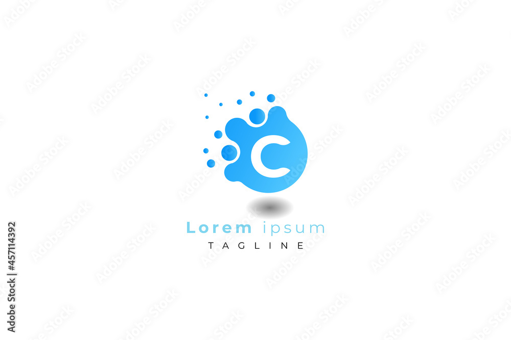 Fototapeta premium Letter C blue colour creative bubble modern business logo