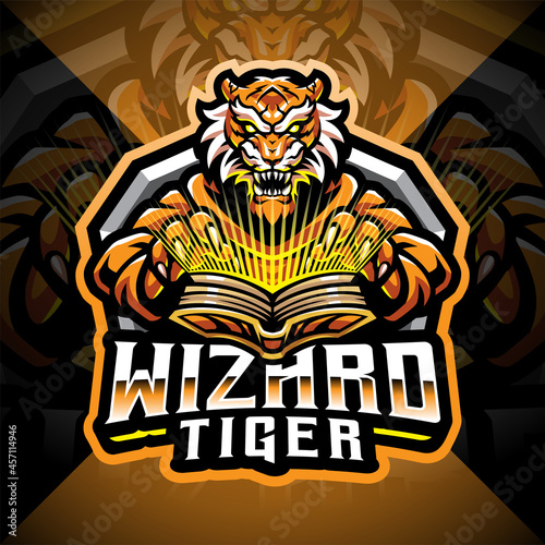 Tiger wizard esport mascot logo
