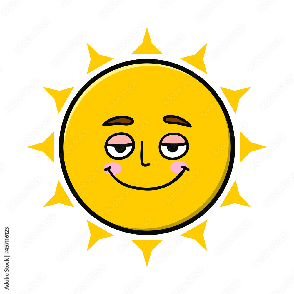 Smile Happiness cute sun emoticon cartoon icon illustration design isolated flat cartoons style 