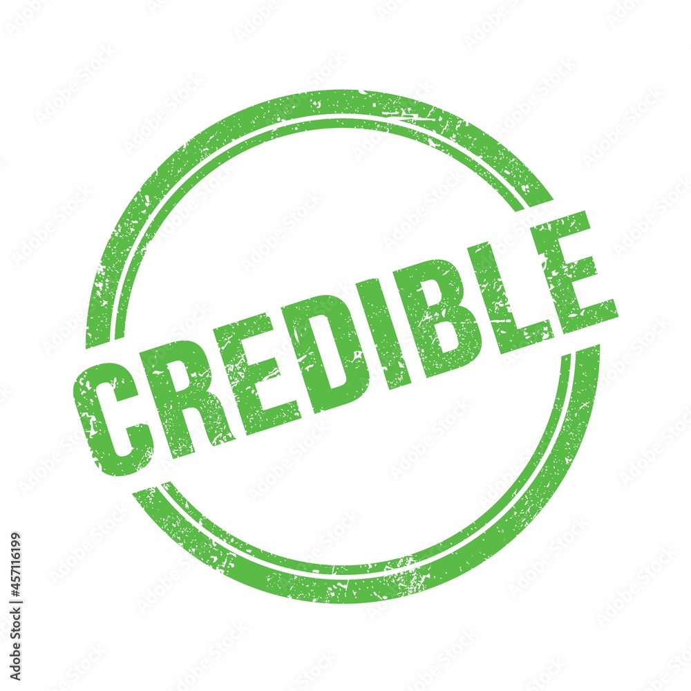 CREDIBLE text written on green grungy round stamp. CREDIBLE text written on green grungy round stamp.