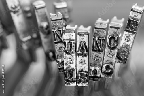 Photography the word  nuance with an old typewriter