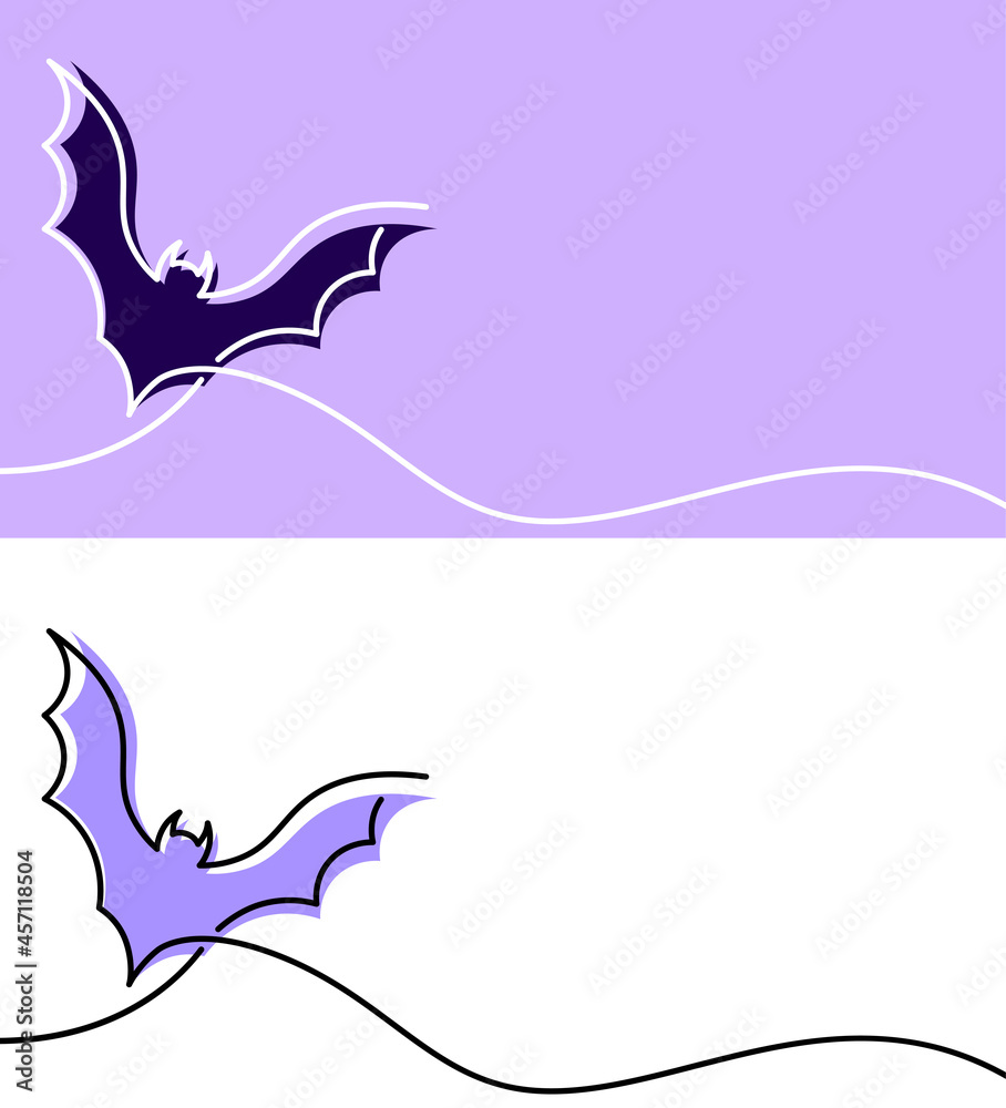 Naklejka premium Purple bat draw by single line.