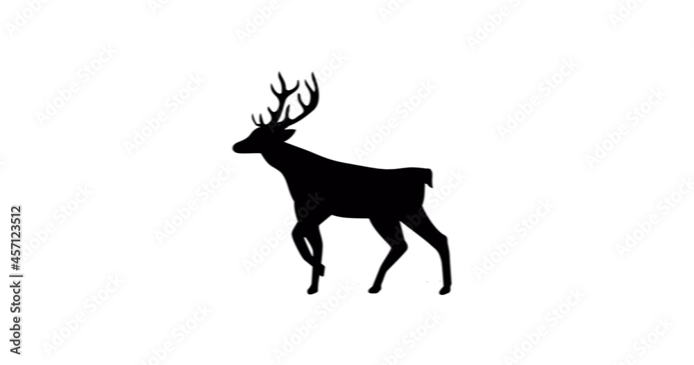 Digital image of black silhouette of reindeer walking against white background Digital image of black silhouette of reindeer walking against white background