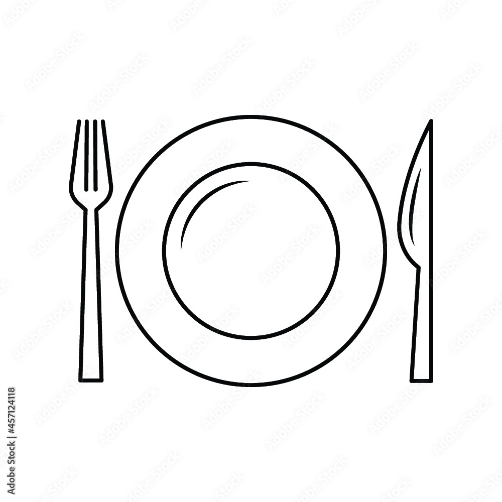 Fototapeta Table ware line icon, concept sign, outline