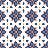 Vector. Seamless mediterranean geometric pattern in patchwork style. Talavera template. Portuguese Azulejo. Turkish decoration. Moroccan mosaic. Spanish porcelain. Ceramic dishes, folk ornament. Blue.