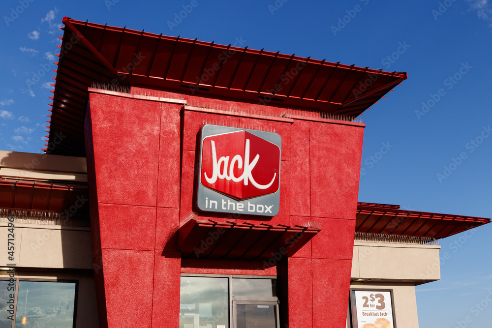 Jack-In-The-Box Fast Food Restaurant. Jack-In-The-Box is famous for its two  for 99 cent tacos. Photos | Adobe Stock