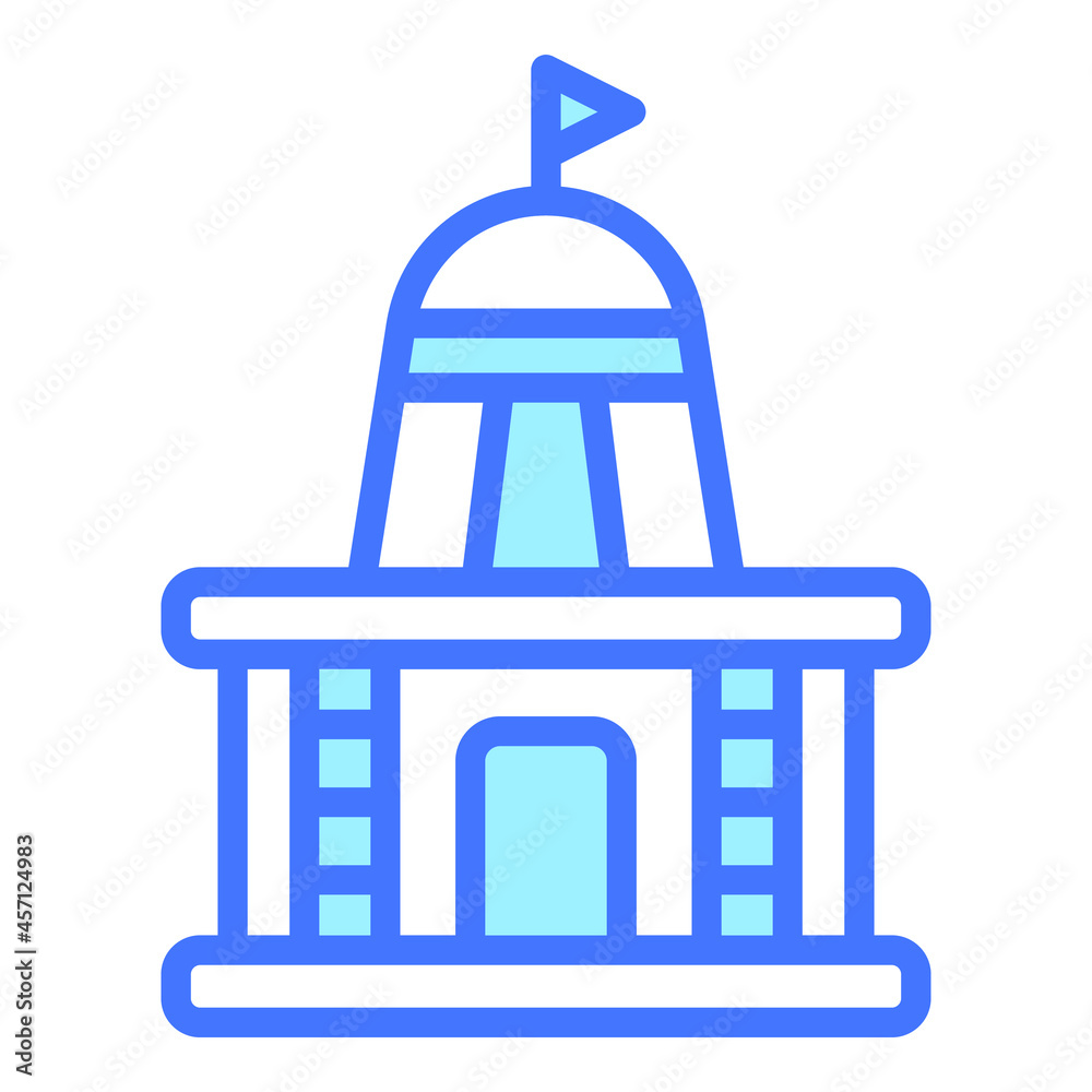 Mandir blue outline icon, isolated vector design Mandir blue outline icon, isolated vector design