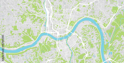 Urban vector city map of Cincinnati, Ohio , United States of America