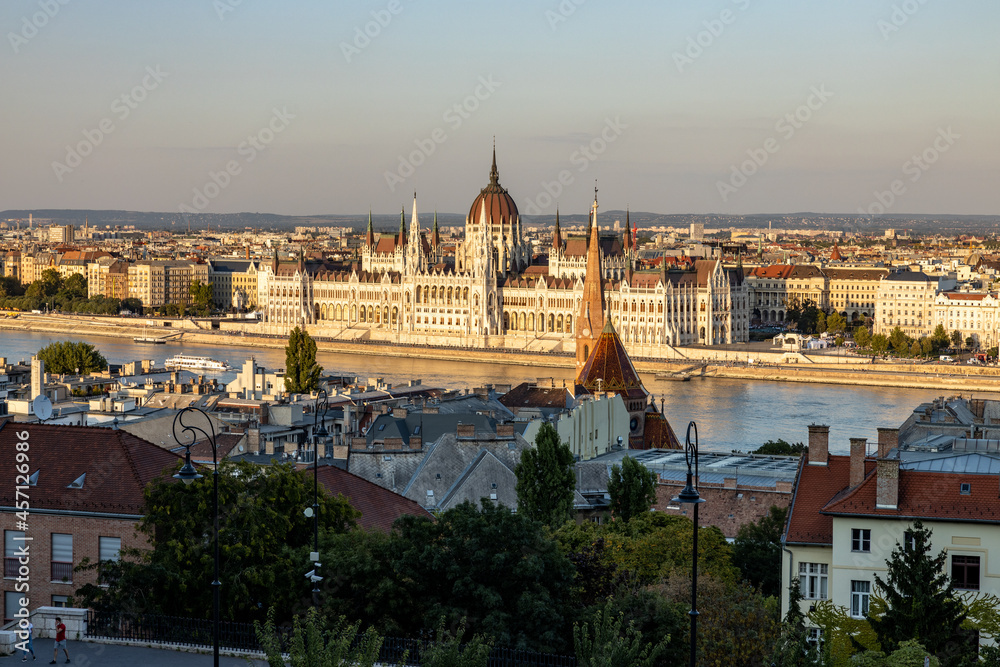 Sunset in Budapest parliament 